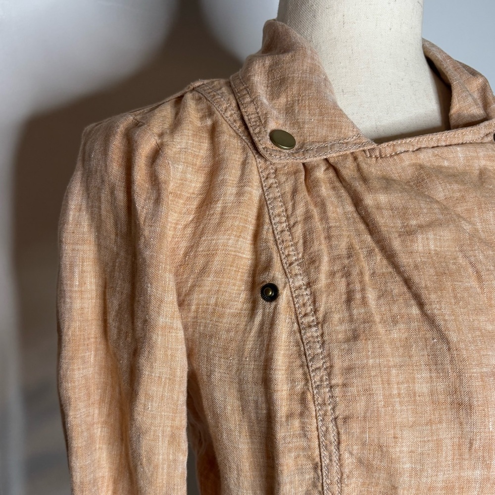 Lou & Gray Orange Linen Asymmetrical Zip Moto Jacket Size xS - Picture 4 of 6